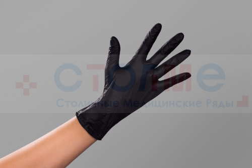 Перчатки нитриловые медицинские Фabric, S, черный, 100 шт/упк Перчатки нитриловые медицинские Фabric, S, черный, 100 шт/упк