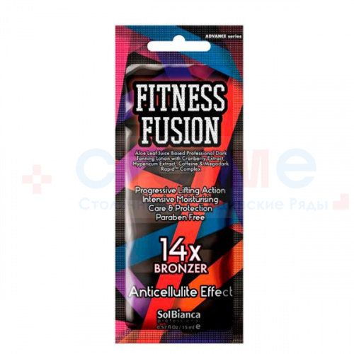 Крем Fitness Fusion с экстрактом ягод клюквы, кофеином, экстрактом зверобоя и бронзаторами, 15 мл Крем Fitness Fusion с экстрактом ягод клюквы, кофеином, экстрактом зверобоя и бронзаторами, 15 мл