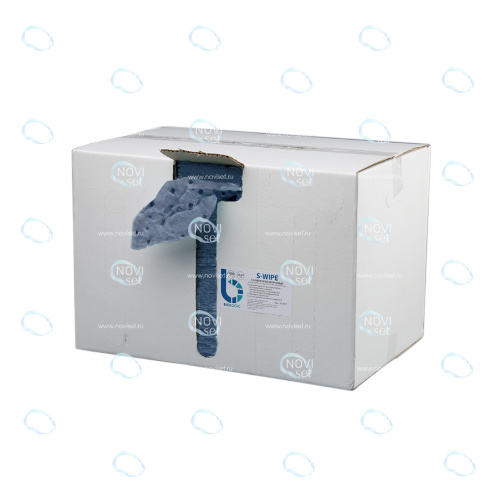 Салфетки безворсовые S-WIPE полипропиленовые для обезжиривания 34х49см цвет синий в картонном диспенсере 840 штук